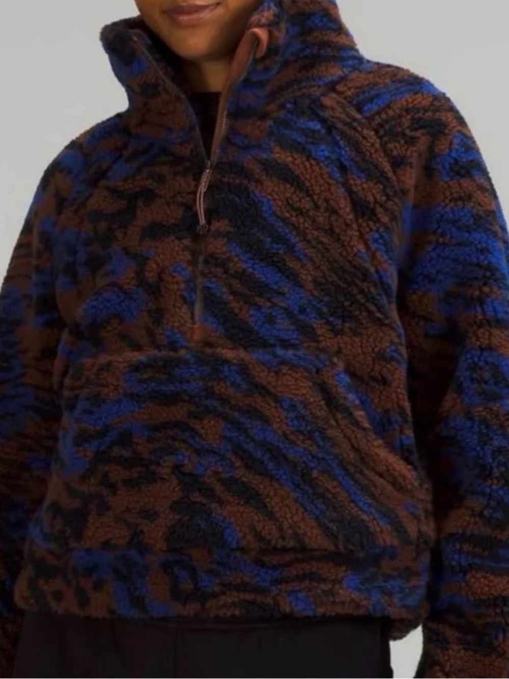 Lululemon Oversized Scuba Funnel Neck Quarter Zip Sherpa Sweatshirt Camo